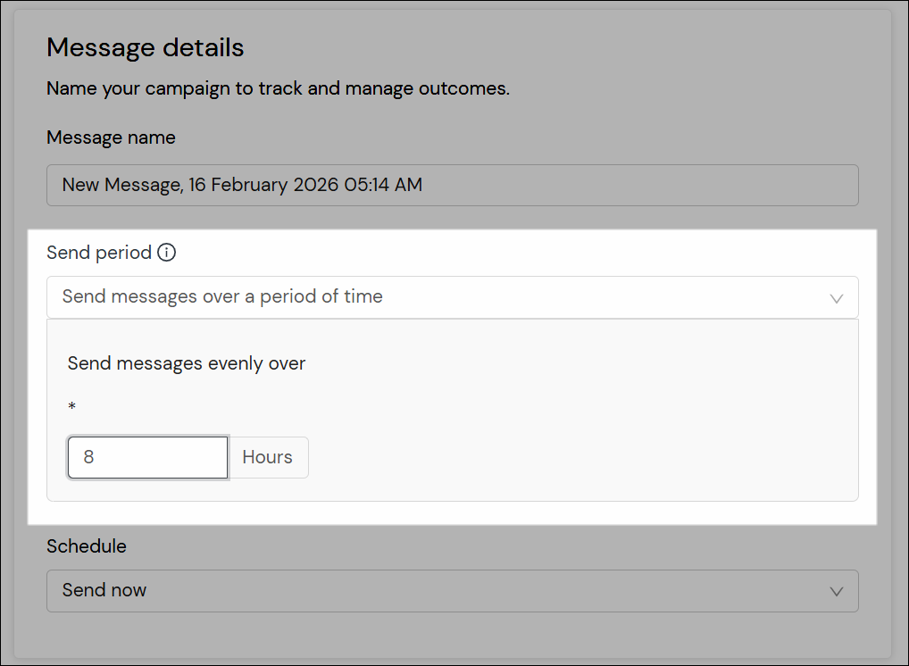 Stagger message send period screenshot.