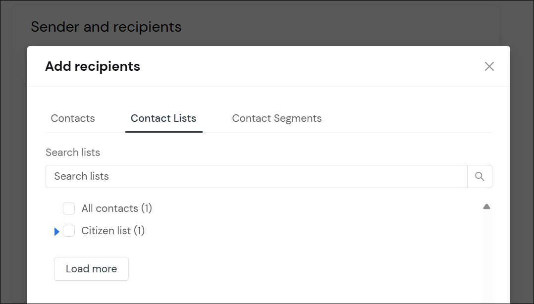 Screenshot of search modal
