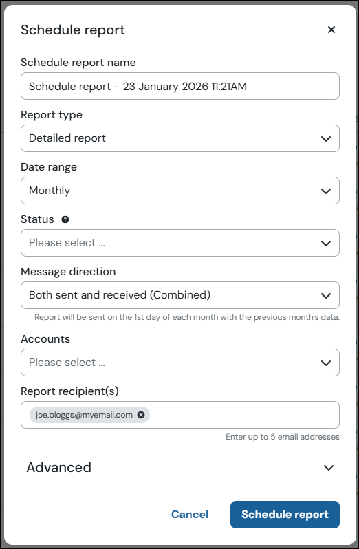 Report form screenshot