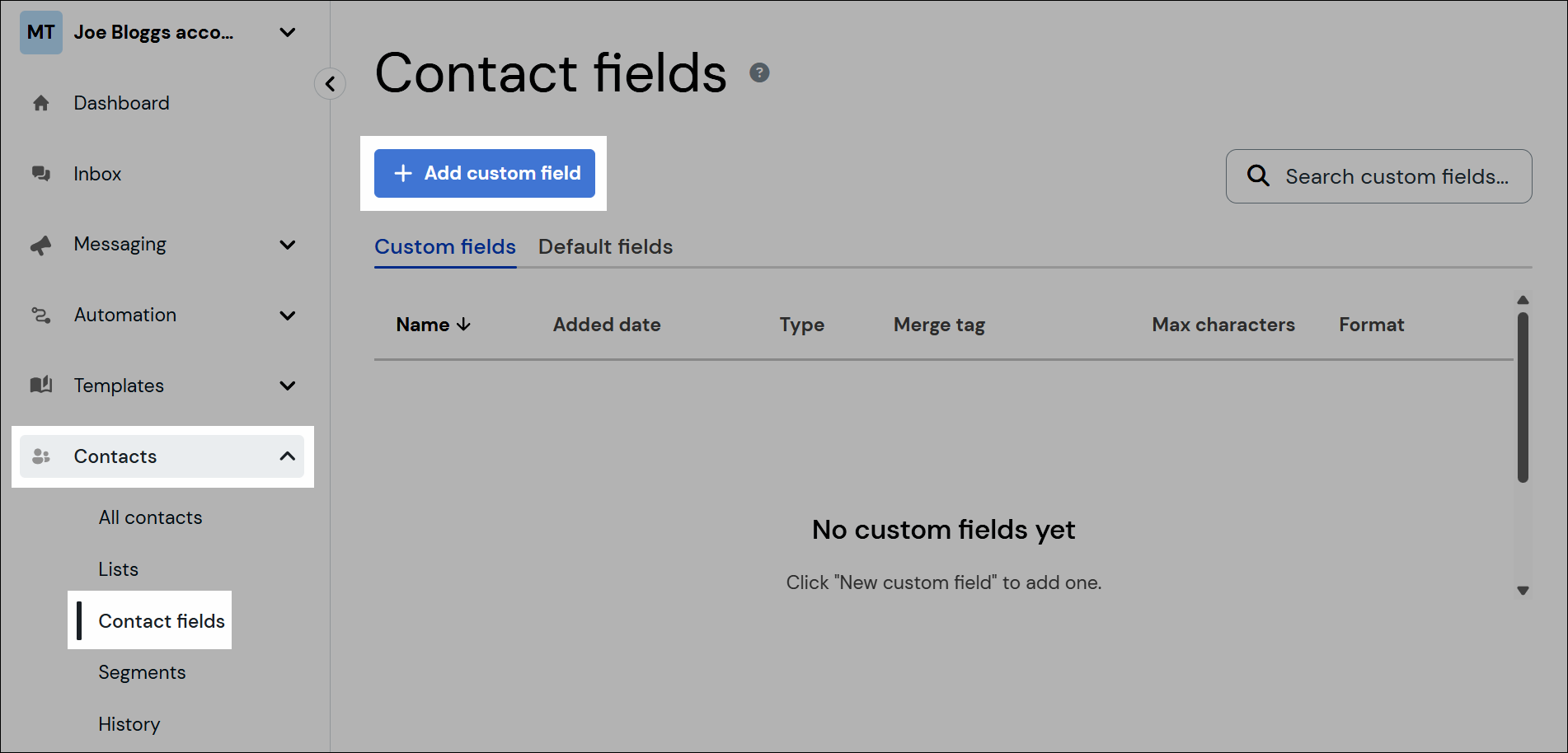 Contact fields navigation